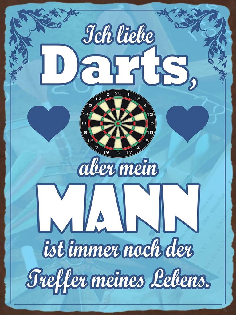 Holzschild 40x30 cm ich liebe Darts aber mein Mann