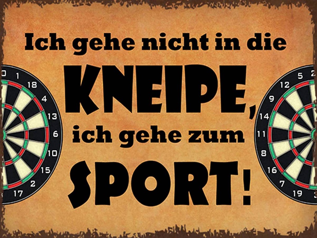 Holzschild 30x40 cm gehe nicht in Kneipe ich Sport