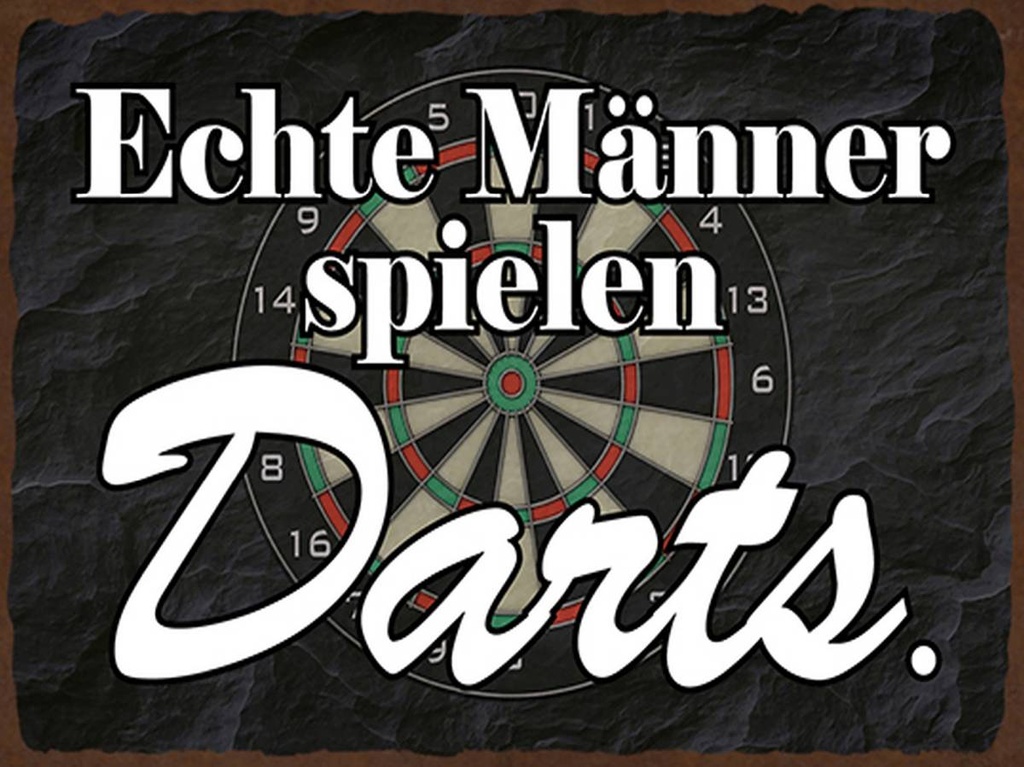 Holzschild 30x40 cm echte Männer spielen Darts