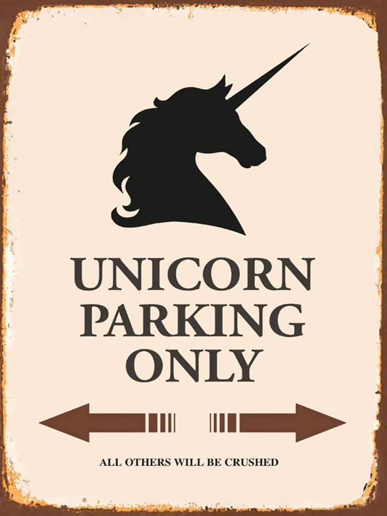 [LA-1791960-H] Holzschild 40x30 cm Unicorn Parking only all others