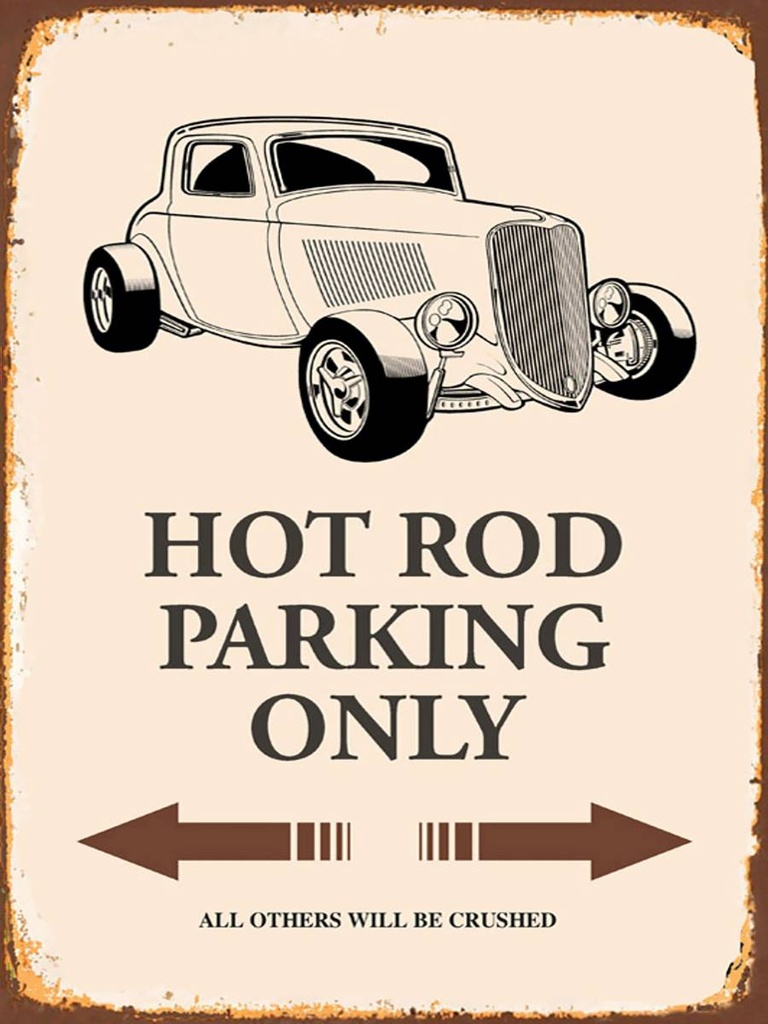 [LA-1791964-H] Holzschild 40x30 cm Hot rod Parking only all others
