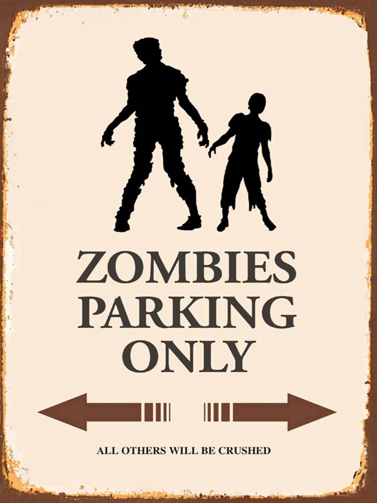 [LA-1791967-H] Holzschild 40x30 cm Zombies Parking only all others