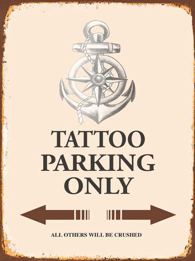 [LA-1791970-H] Holzschild 40x30 cm Tattoo Parking only all others
