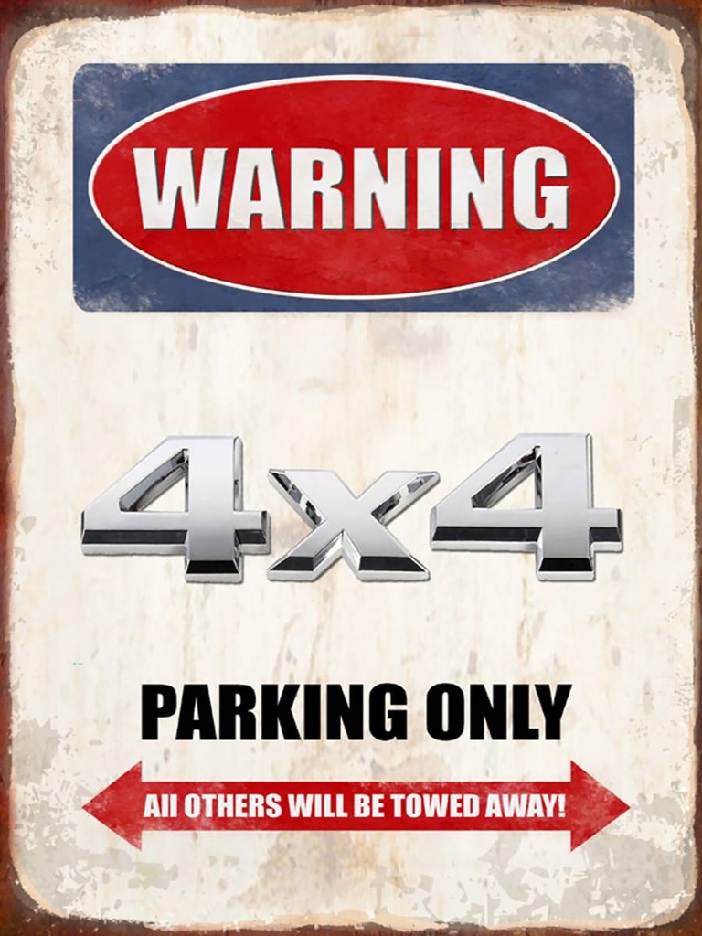 [LA-1791972-H] Holzschild 40x30 cm Warning 4x4 Parking only