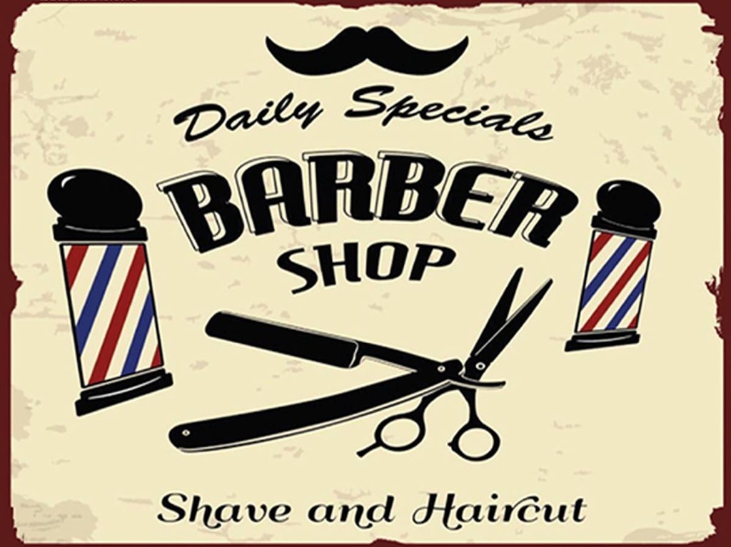 [LA-1791975-H] Holzschild 30x40 cm Barbershop shave and haircut
