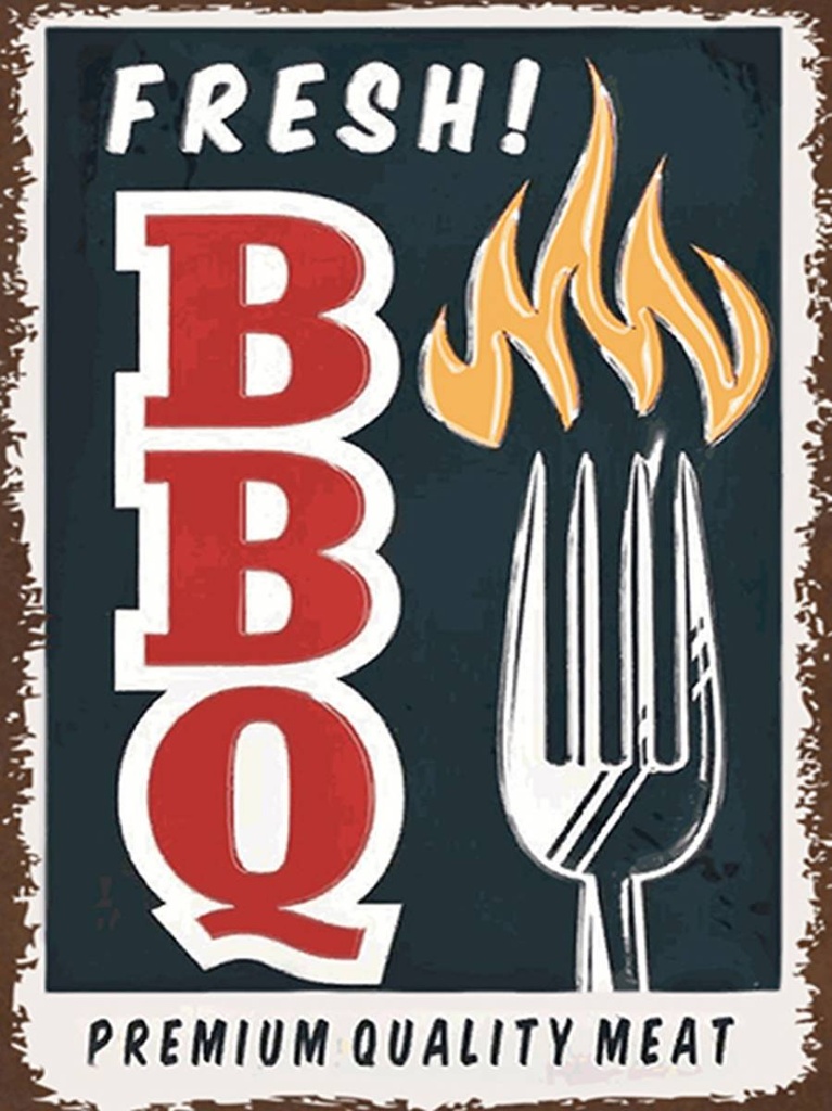 [LA-1791982-H] Holzschild 40x30 cm fresh BBQ Grill Premium Quality