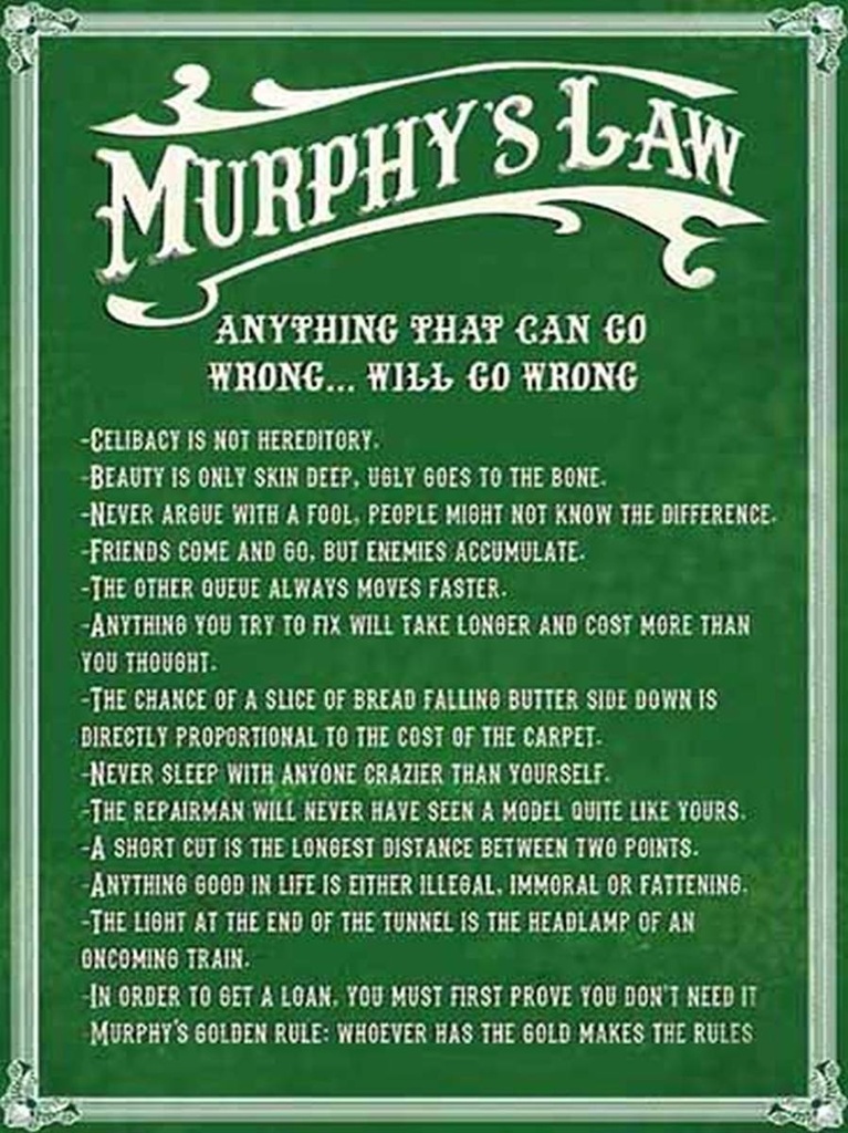 [LA-1791983-H] Holzschild 40x30 cm Murphy's Law Anything That Can