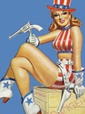 Holzschild 40x30 cm Pin Up danger Cowgirl USA Pistole