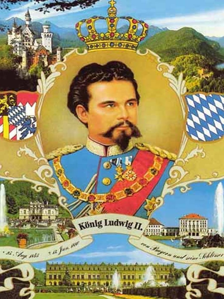 [LA-1791989-H] Holzschild 40x30 cm Portrait Ludwig II König Bayern King Bildmotiv