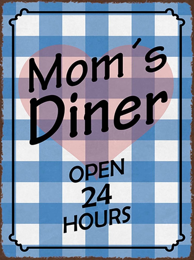 [LA-1791991-H] Holzschild 40x30 cm Mom´s Diner open 24 hours Herz