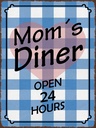 Holzschild 40x30 cm Mom´s Diner open 24 hours Herz