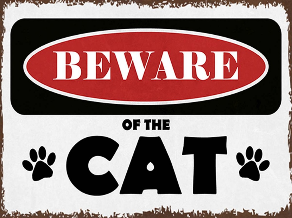 [LA-1791997-H] Holzschild 30x40 cm beware of the CAT Vorsicht Katze