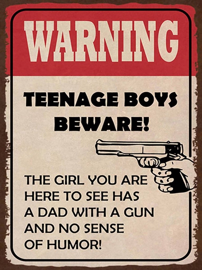 [LA-1791999-H] Holzschild 40x30 cm warning teenage boys beware
