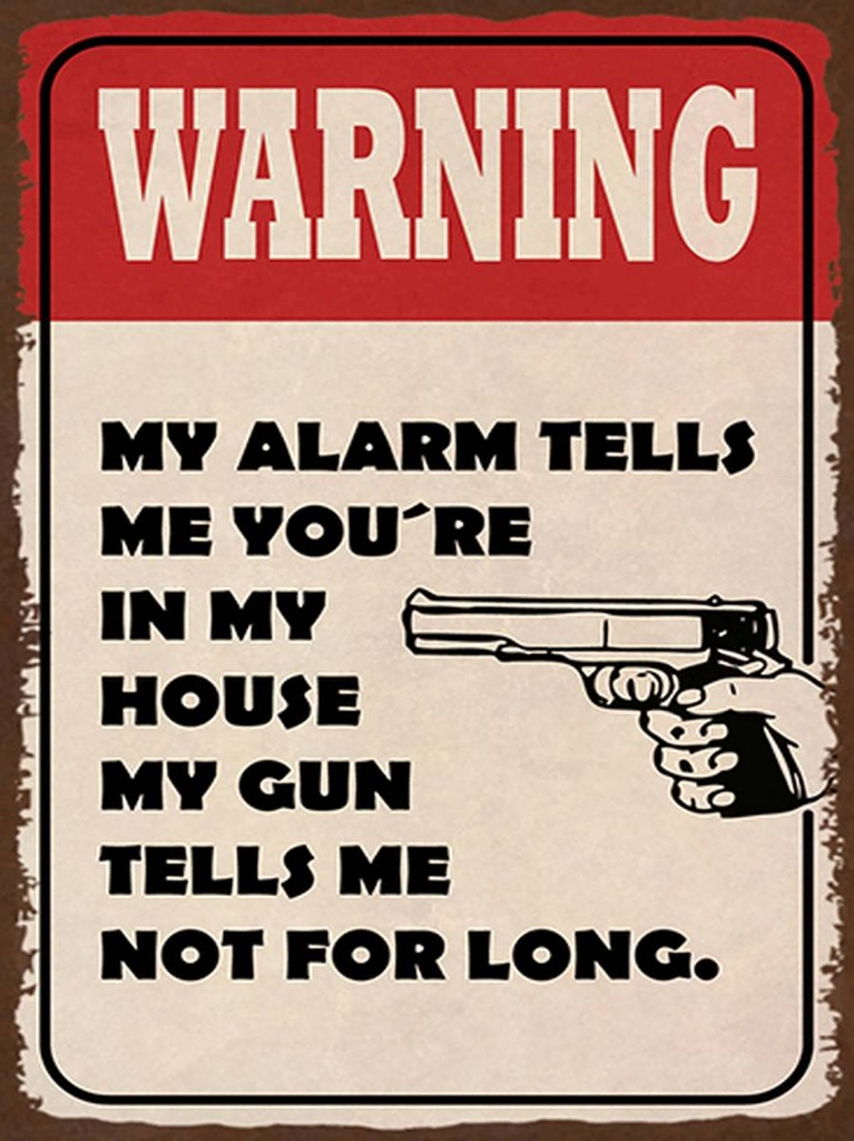 [LA-1792000-H] Holzschild 40x30 cm warning my alarm tells me you´re