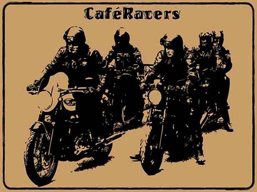[LA-1792002-H] Holzschild 30x40 cm Motorrad Caqfe Racers motorcycle