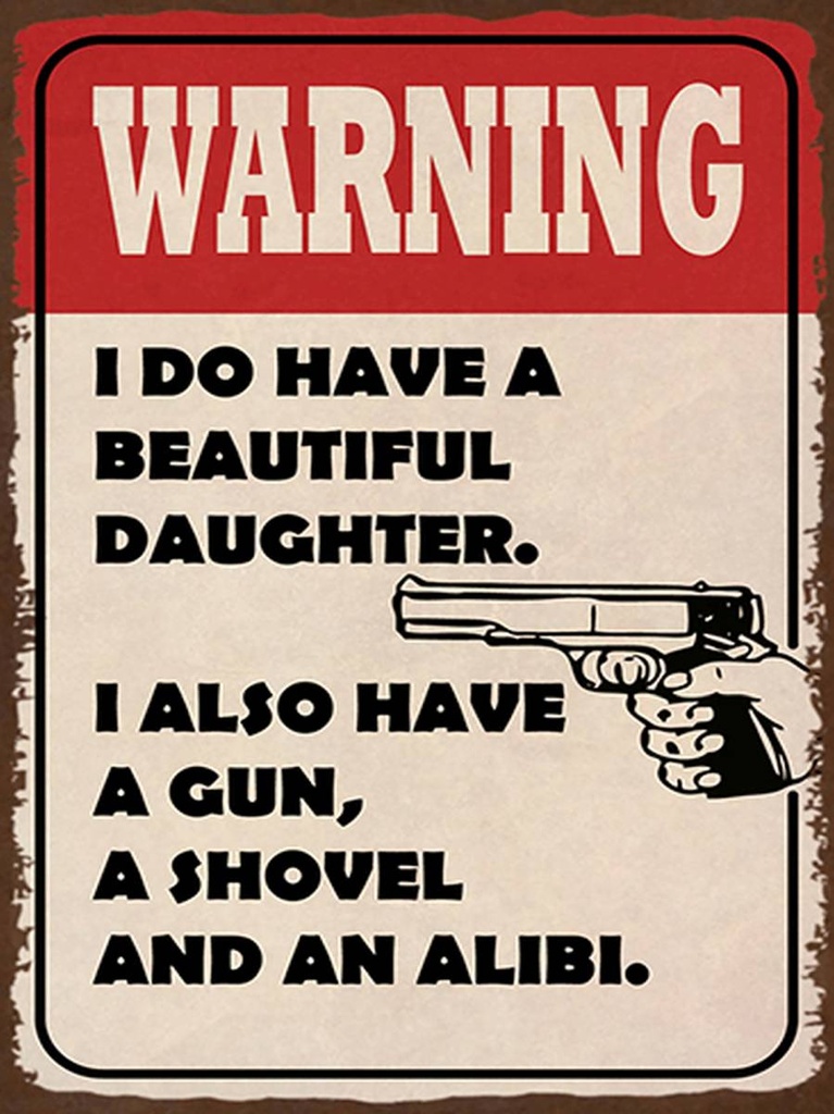 [LA-1792004-H] Holzschild 40x30 cm warning have beautiful daughter