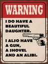 Holzschild 40x30 cm warning have beautiful daughter