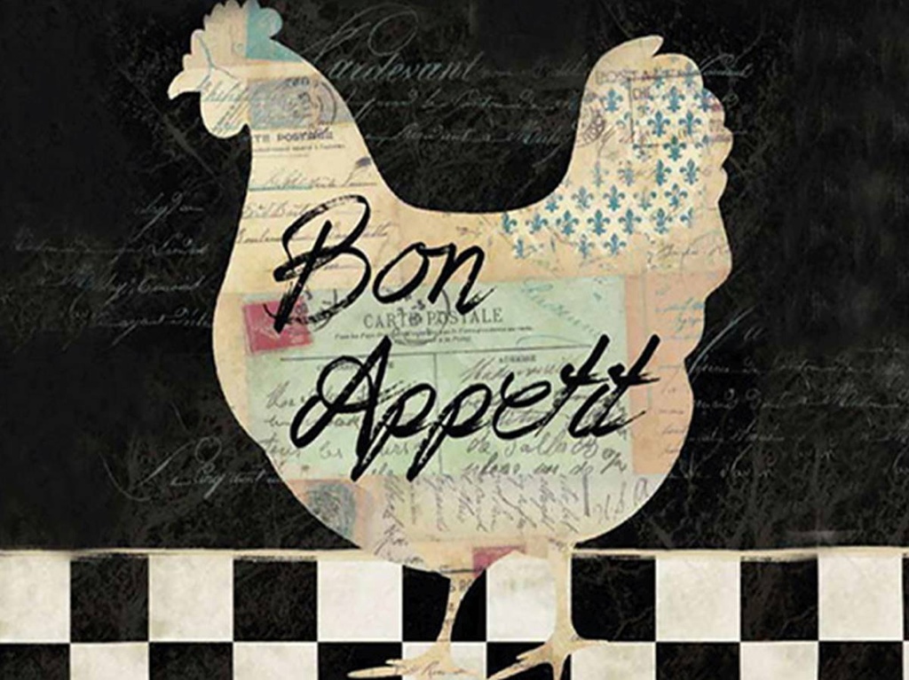 [LA-1792009-H] Holzschild 30x40 cm Huhn Hühner Bon Appetit Eier
