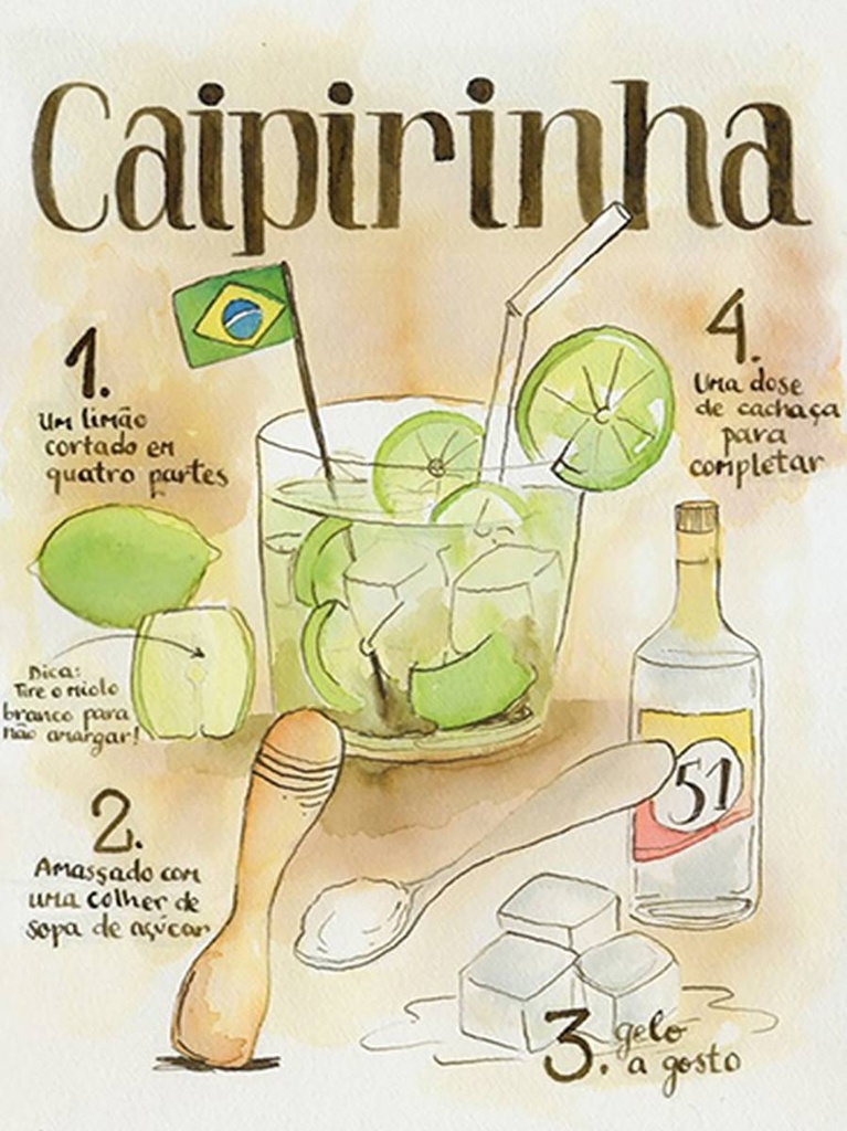 [LA-1792016-H] Holzschild 40x30 cm Rezept Caipirinha limao dose de cachaca