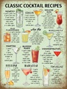 Holzschild 40x30 cm Retept classic Cocktails Recipes Mojito
