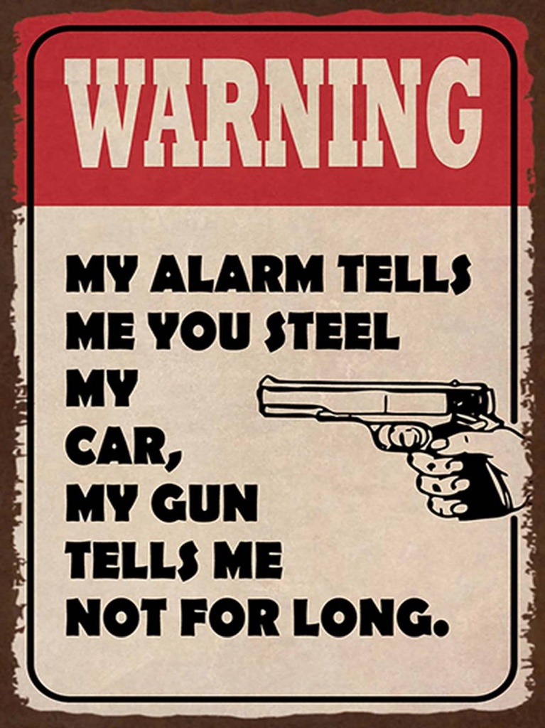 [LA-1792020-H] Holzschild 40x30 cm warning my alarm tells my car