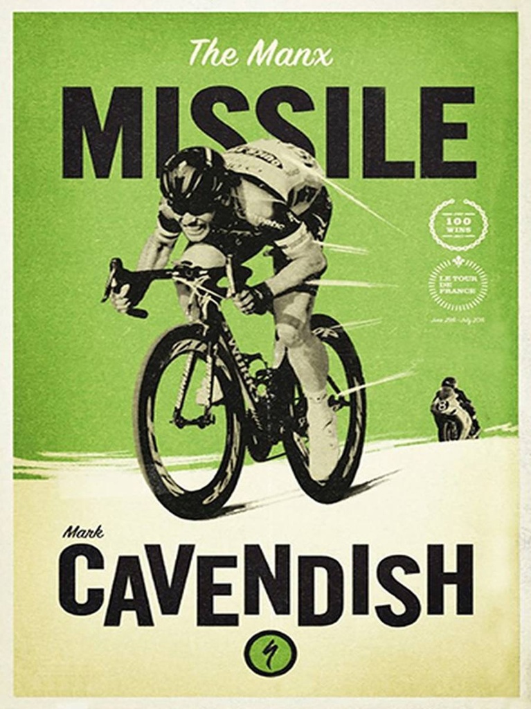 [LA-1792027-H] Holzschild 40x30 cm Fahrrad the Manx missile Mark Cavendish