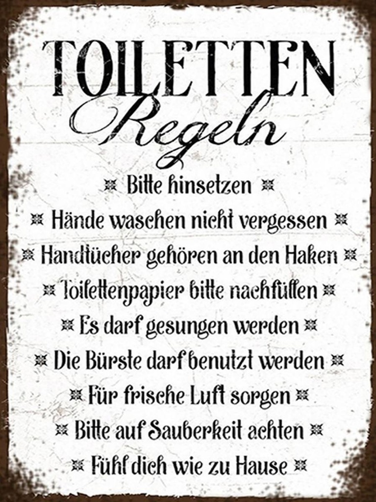 Holzschild 40x30 cm Toiletten Regel bitte hinsetzen