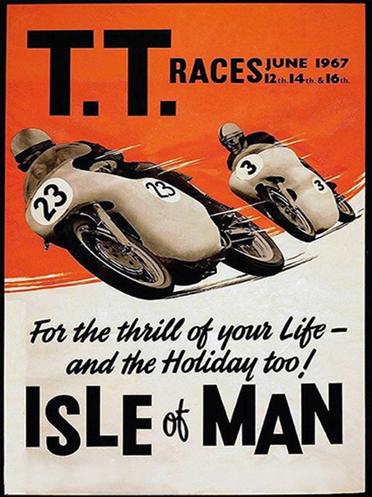 [LA-1792037-H] Holzschild 40x30 cm Motorrad TT Races Isle of Man