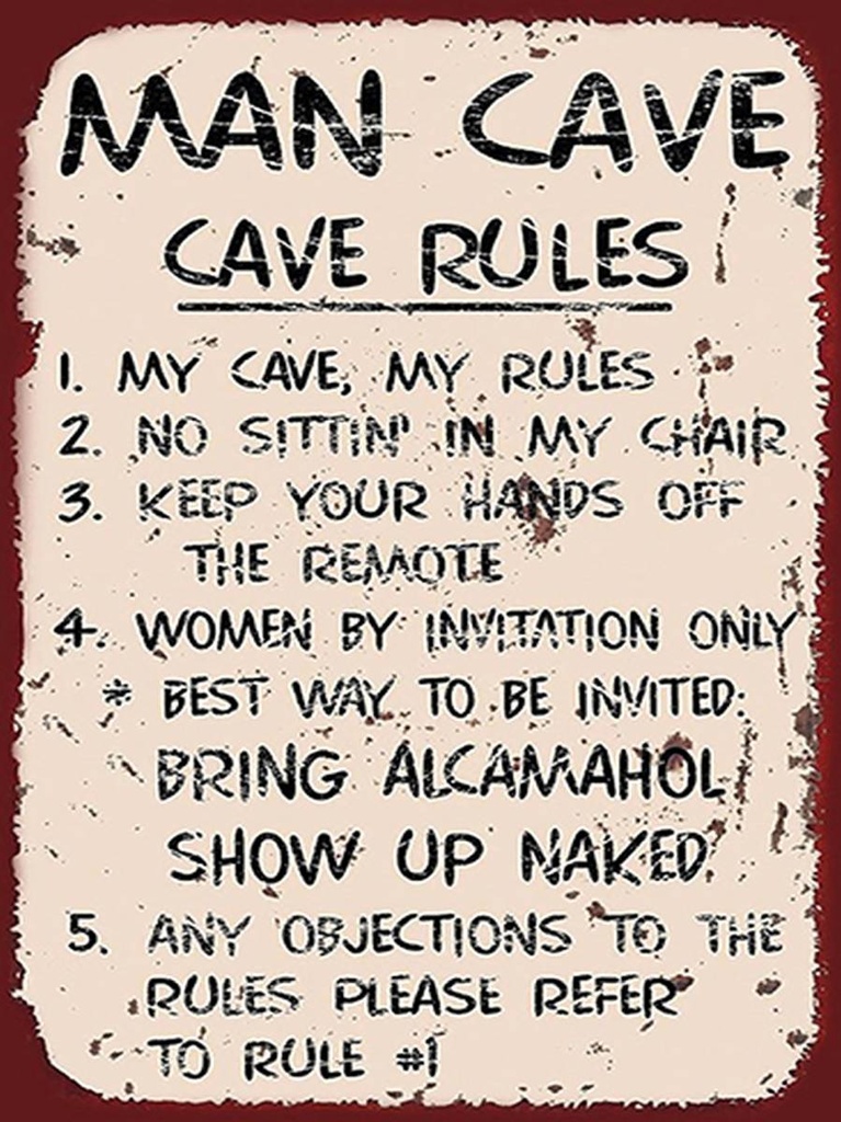 [LA-1792039-H] Holzschild 40x30 cm Man cave my cave my rules