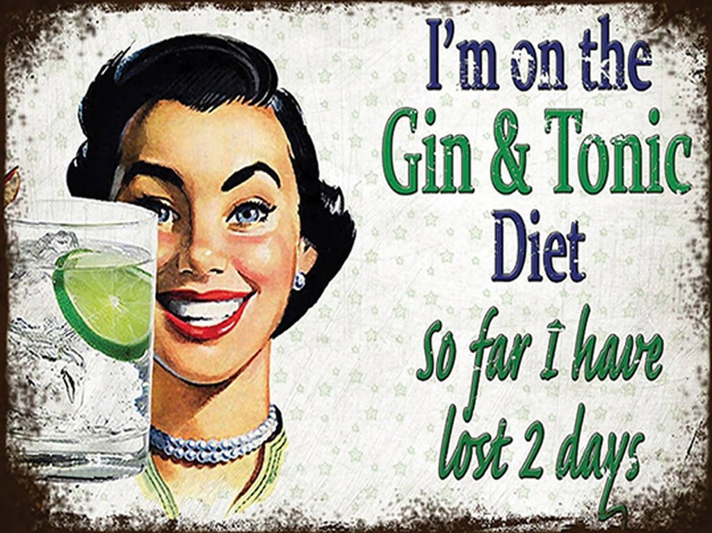 [LA-1792040-H] Holzschild 30x40 cm I´m on the Gin & Tonic Diet