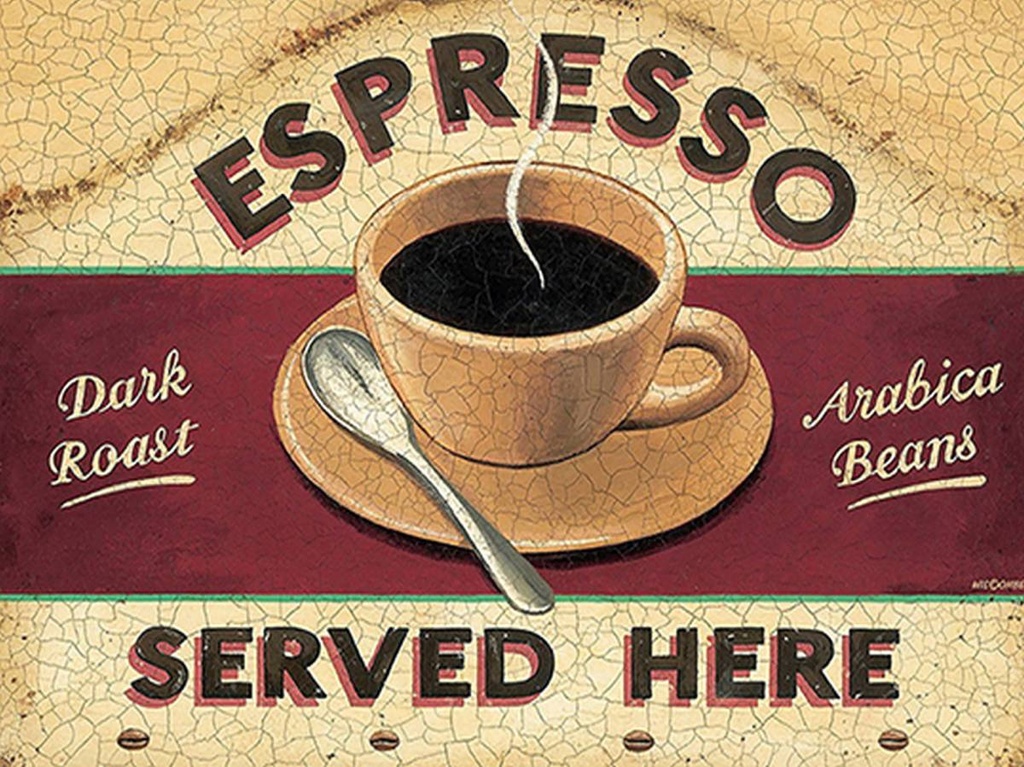 [LA-1792041-H] Holzschild 30x40 cm Espresso served here dark roast