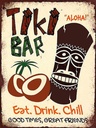 Holzschild 40x30 cm TIKI Bar Aloha eat drink chill