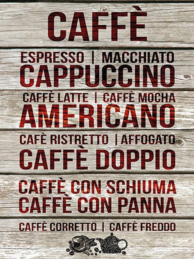 [LA-1792047-H] Holzschild 40x30 cm Caffee Caffe espresso capuccino latte