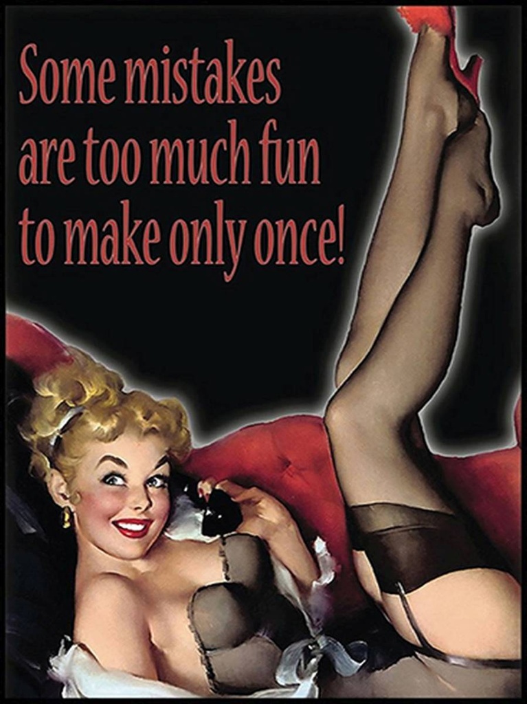 [LA-1792049-H] Holzschild 40x30 cm Pin Up sexy Frau some mistakes are too
