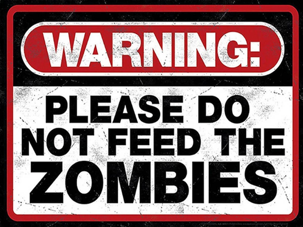 [LA-1792050-H] Holzschild 30x40 cm warning please do not Zombies