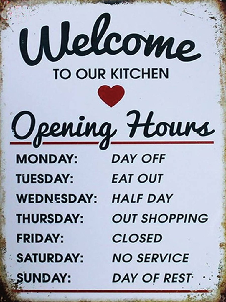 [LA-1792052-H] Holzschild 40x30 cm welcome to our Kitchen Opening