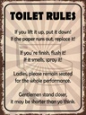 Holzschild 40x30 cm Toilet Rules if you lift it up
