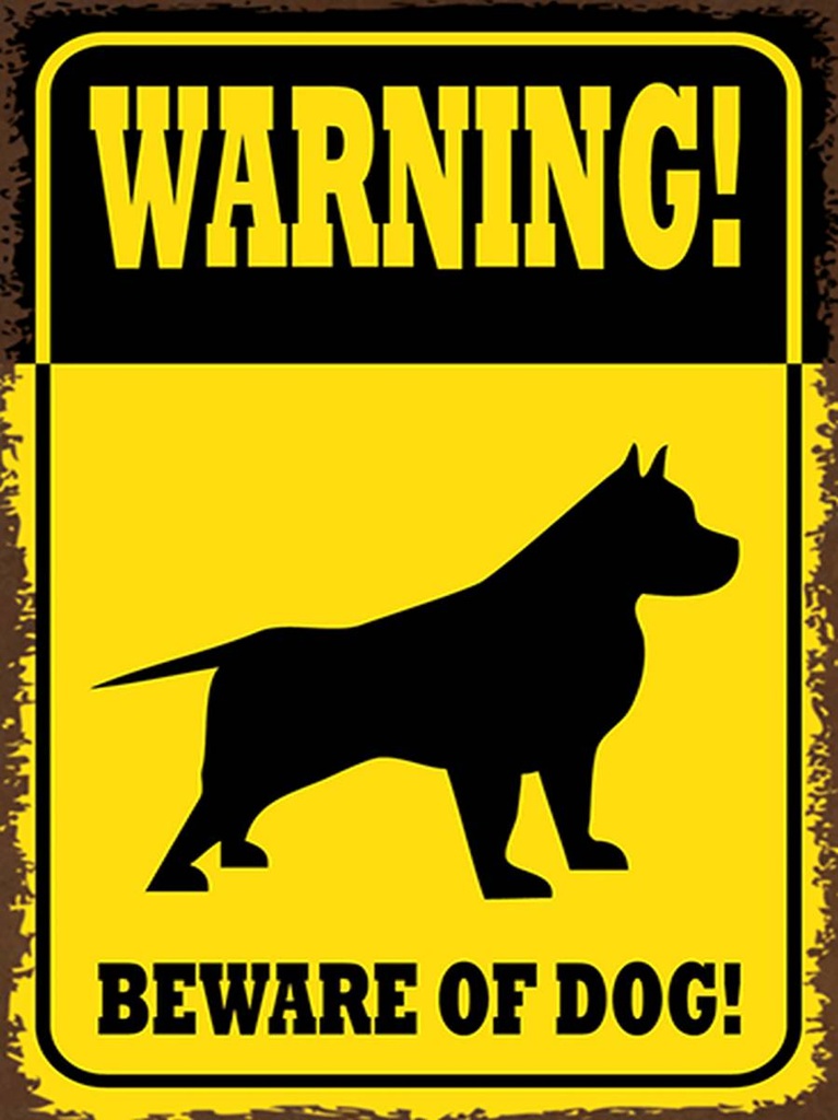 [LA-1792057-H] Holzschild 40x30 cm Hund Warning beware of dog