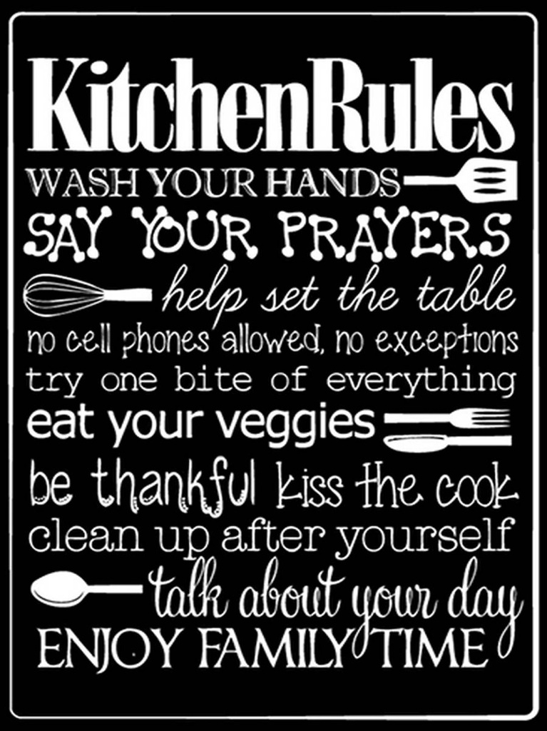[LA-1792059-H] Holzschild 40x30 cm Kitchen Rules wash your hands