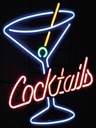 Holzschild 40x30 cm Alkohol Cocktails Neon Strohhalm