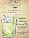 Holzschild 40x30 cm Alkohol Gimlet Equipment ingredients