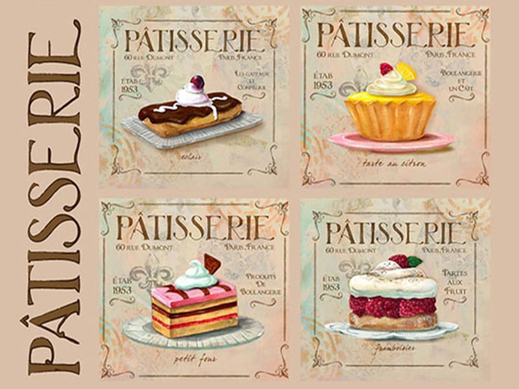 [LA-1792075-H] Holzschild 30x40 cm Patisserie Kuchen Sorte Bäckerei