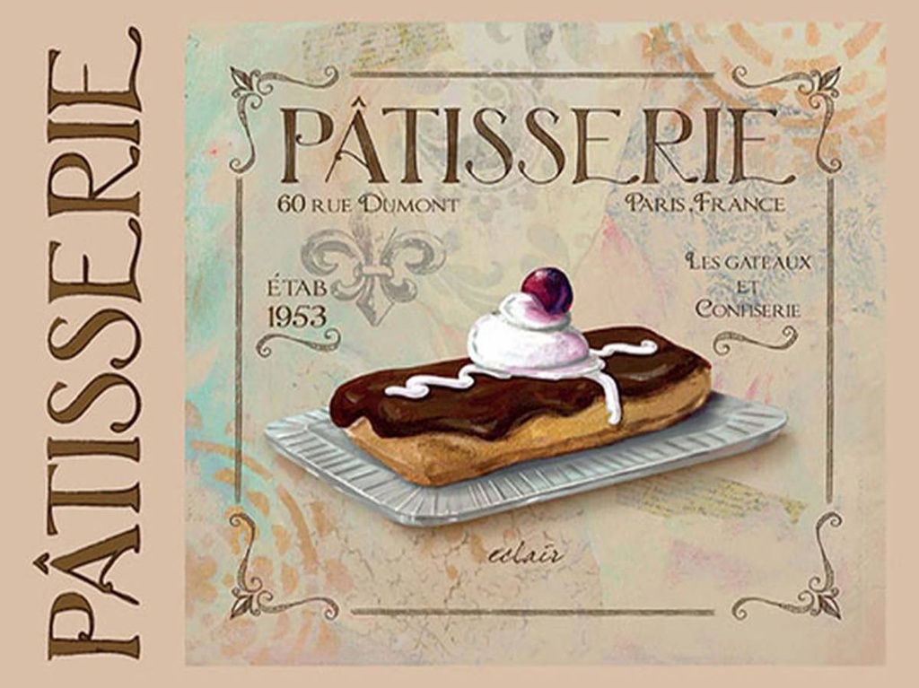 [LA-1792077-H] Holzschild 30x40 cm Patisserie Paris eclair Kuchen