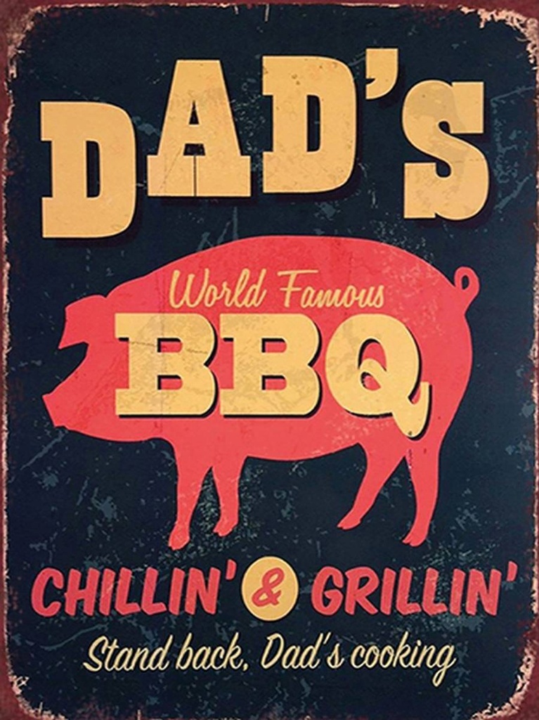 [LA-1792079-H] Holzschild 40x30 cm Dad´s world famous BBQ grillin