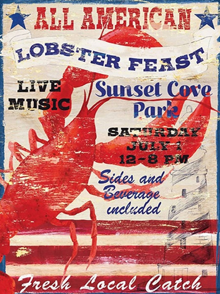 [LA-1792080-H] Holzschild 40x30 cm all american lobster feast music