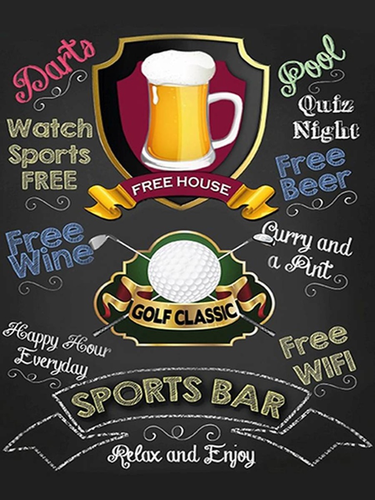 [LA-1792086-H] Holzschild 40x30 cm sports bar Golf relax and enjoy