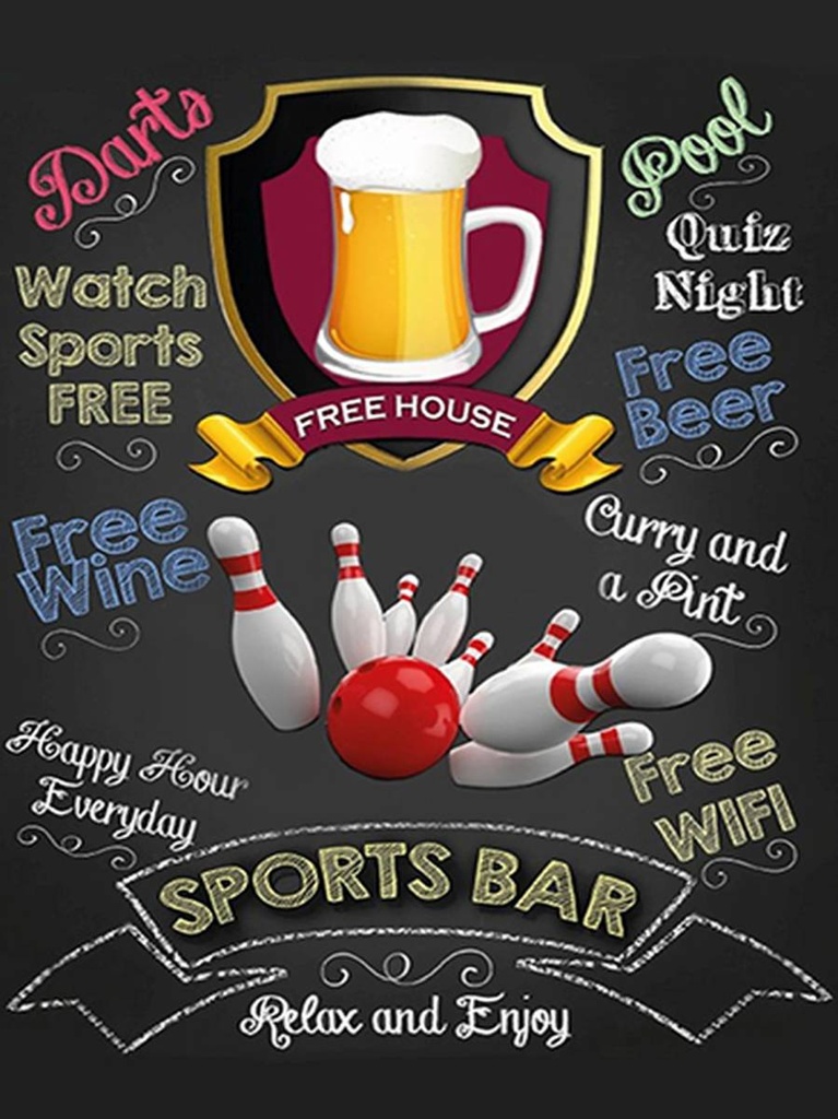 [LA-1792087-H] Holzschild 40x30 cm sports bar Beer relax and enjoy
