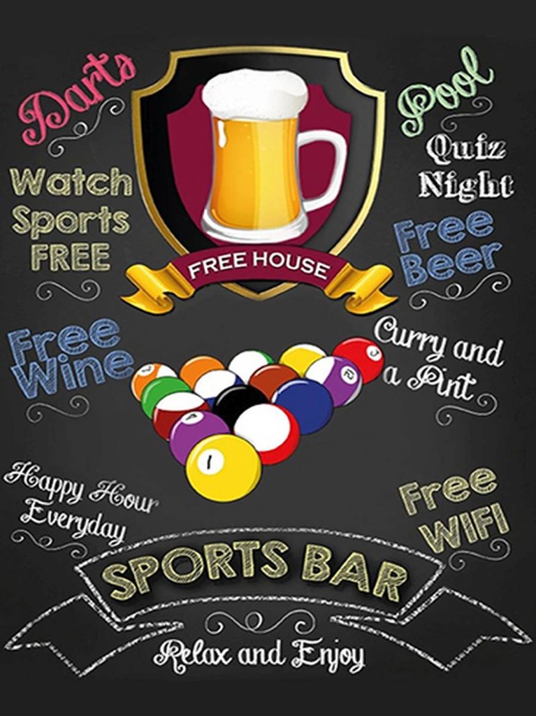 [LA-1792088-H] Holzschild 40x30 cm sports bar Beer Bier relax enjoy