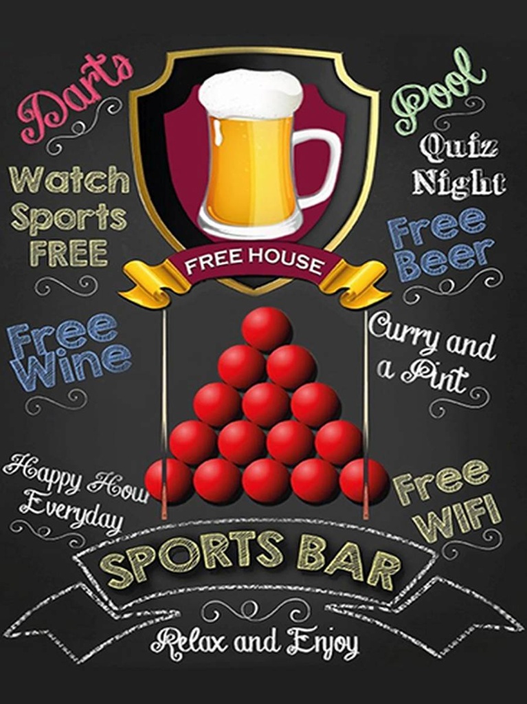 [LA-1792089-H] Holzschild 40x30 cm sports bar Free WIFI free Beer