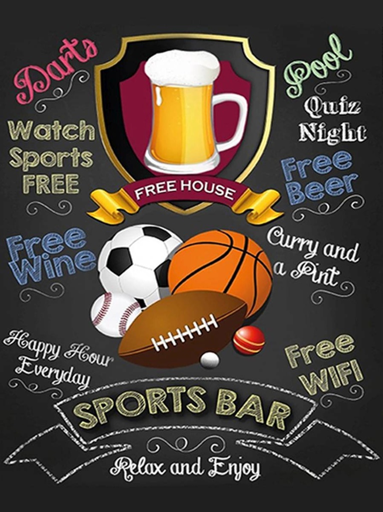 [LA-1792090-H] Holzschild 40x30 cm sports bar happy hour Beer darts